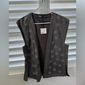 Zara Charcoal Vest with Studs